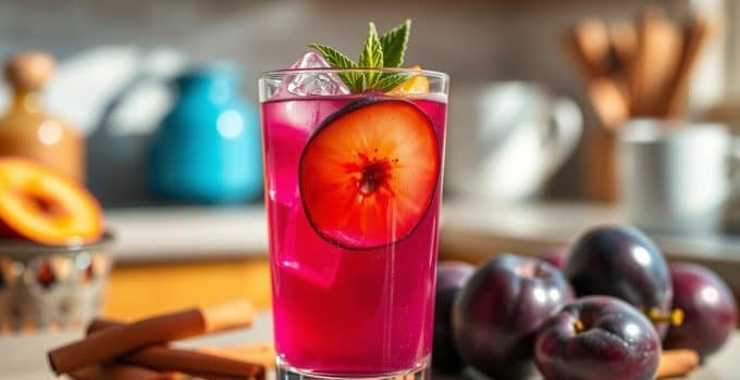 Cinnamon Plum Fizz Mocktail