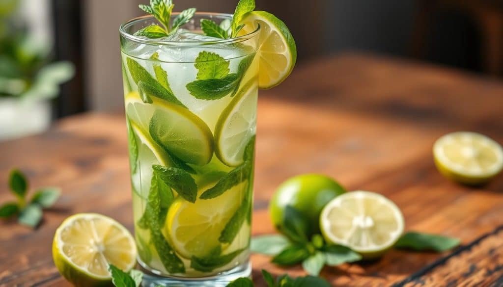 Muddled Mint Mint Lime Mocktail