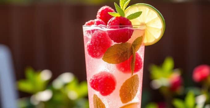 Raspberry Mint Sparkler Mocktail