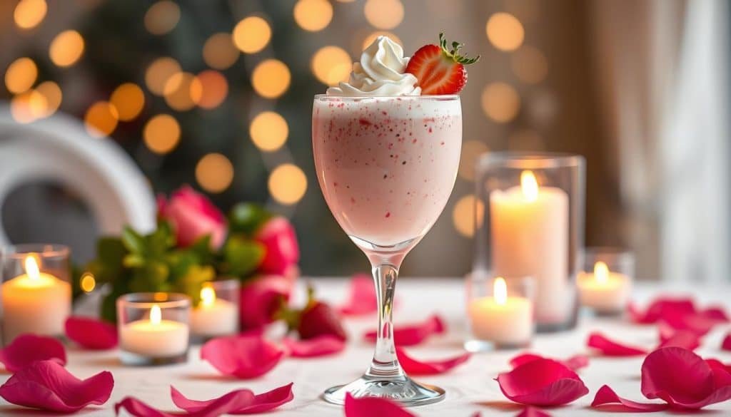 Strawberry vanilla flavors mocktail for Valentine's Day