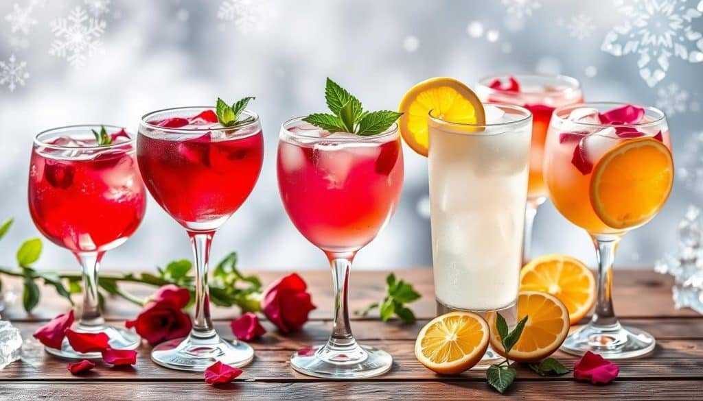 Winter Rose Mocktail variations