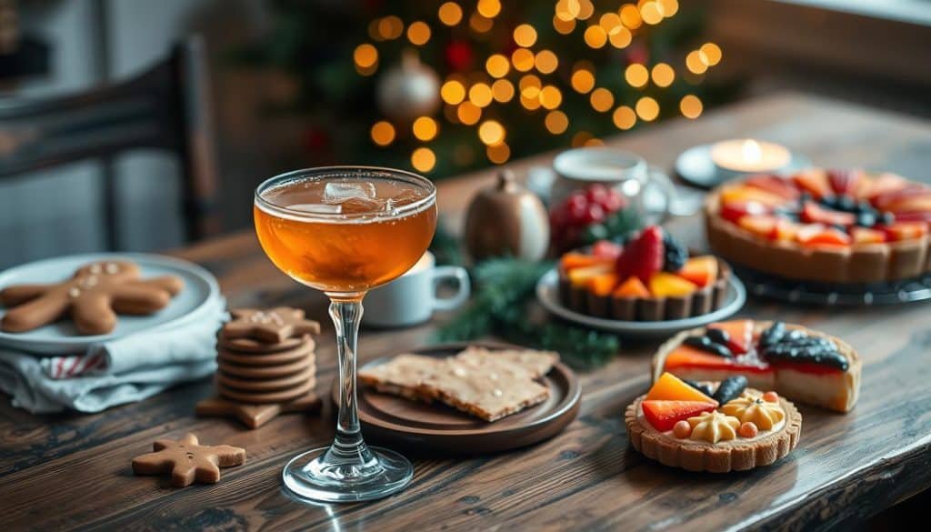 holiday treats with mocktail pairings