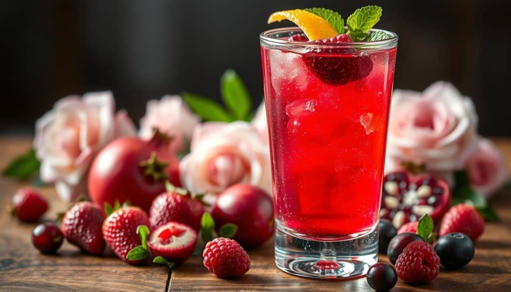 romantic fruits in a Love Potion Mocktail