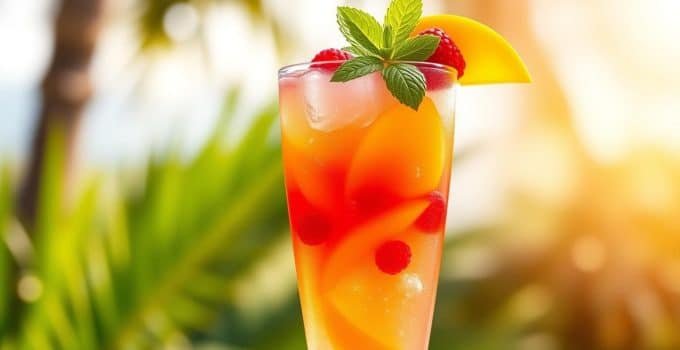 Mango Raspberry Sparkler Mocktail