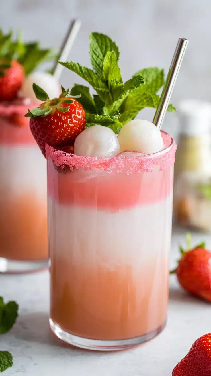 Strawberry Lychee Shine Mocktail 