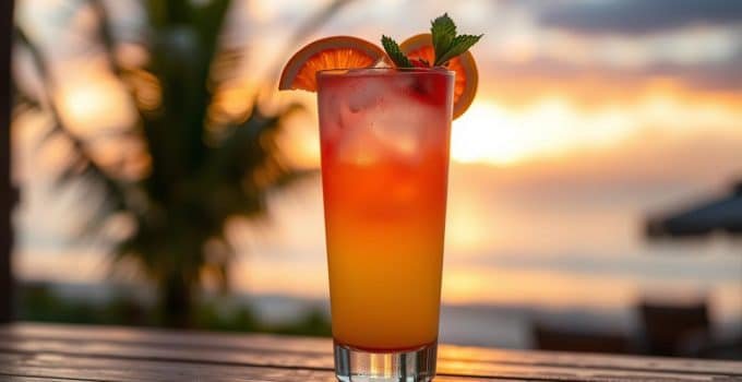 Sweet Sunset Fizz Mocktail