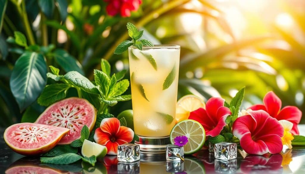 garnishing options for guava mint mocktail