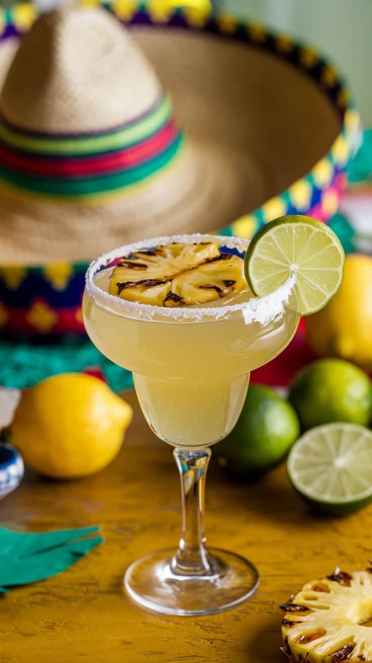 Charred Pineapple Margarita Mocktail