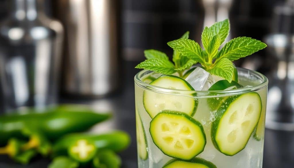 mocktail with cucumber and spice